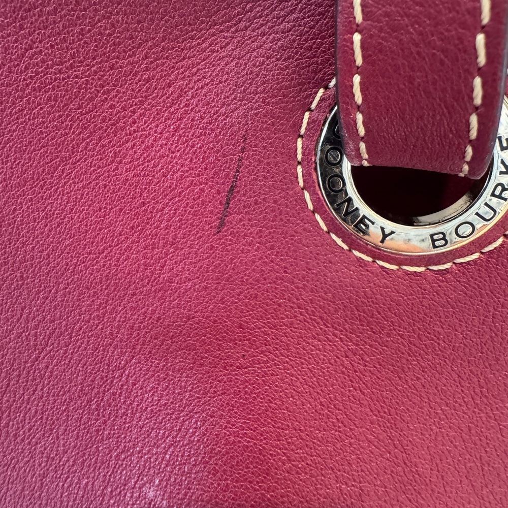 Dooney & Bourke Wine Red Leather Tote with Gold Logo Hardware - Picture 8 of 8